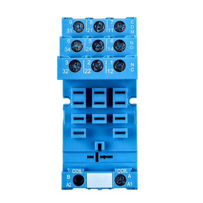 Finder 92 11 Pin 250V ac DIN Rail Relay Socket, for use with 62.32, 62.33