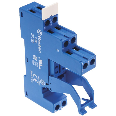 Finder 97 8 Pin 250V ac DIN Rail Relay Socket, for use with 46.52 Series Relay