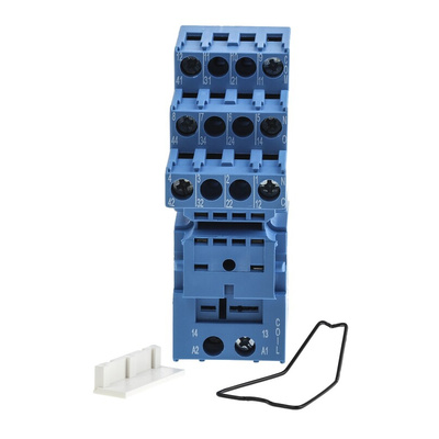 Finder 94 8 Pin 250V ac DIN Rail Relay Socket, for use with 55.32