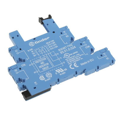 Finder 93 Series 5 Pin 250V ac Relay Socket, for use with 34.51