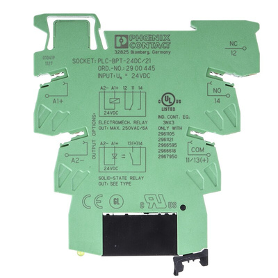 Phoenix Contact PLC-OPT- 24DC/230AC/1 DIN Rail Relay Socket