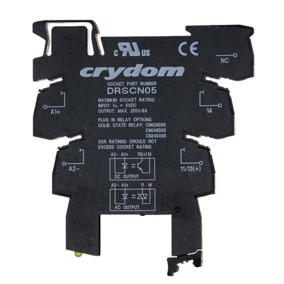 Sensata / Crydom DRSCN 5V dc DIN Rail Relay Socket, for use with CN Series