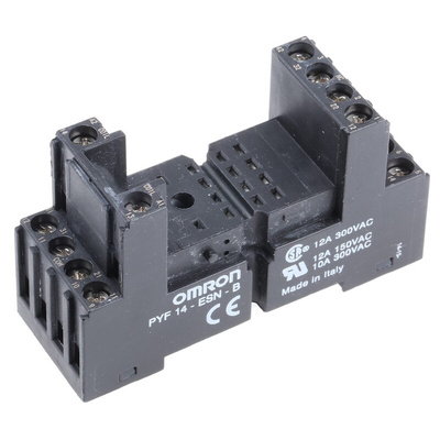 Omron 14 Pin 250V ac DIN Rail Relay Socket, for use with MY2, MY4