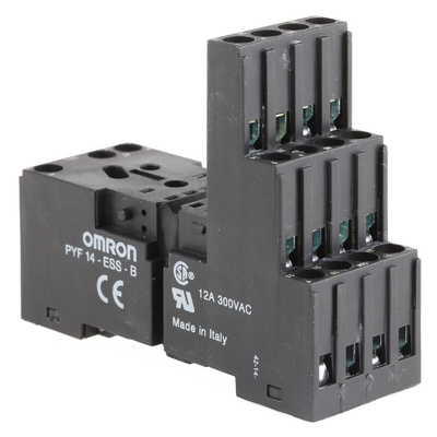 Omron PYF14 14 Pin 250V ac DIN Rail Relay Socket, for use with MY2, MY4