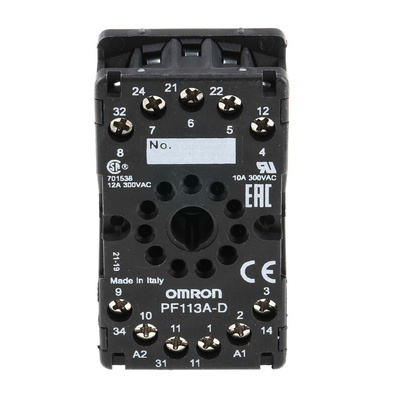 Omron 11 Pin 300V ac DIN Rail Relay Socket, for use with MKS Series