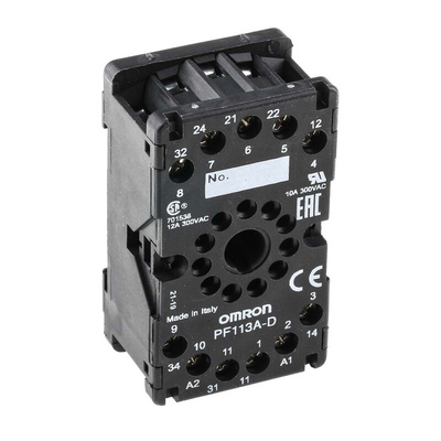 Omron 11 Pin 300V ac DIN Rail Relay Socket, for use with MKS Series