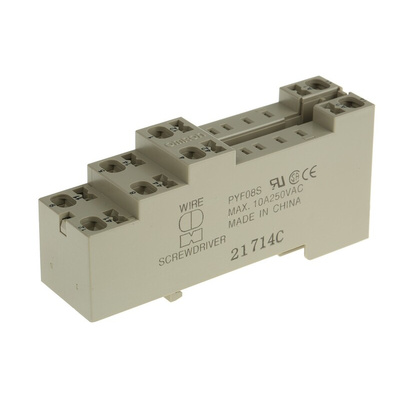 Omron 8 Pin 250V ac DIN Rail Relay Socket, for use with MY2 Series