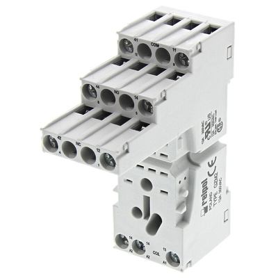 Relpol 8 Pin 300V ac DIN Rail, Panel Mount Relay Socket, for use with R2N Series Relay