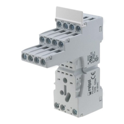 Relpol 8 Pin 300V ac DIN Rail Relay Socket, for use with R2N Relay