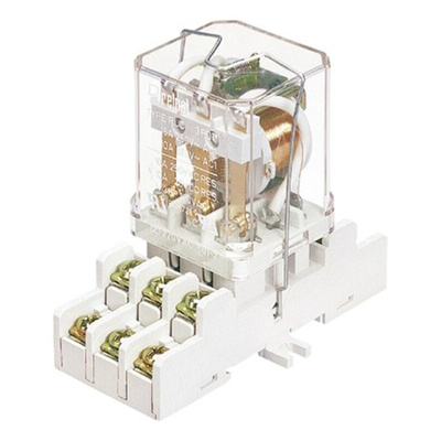 Relpol 11 Pin 250V ac DIN Rail Relay Socket, for use with RUC Faston Relay