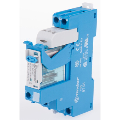 Finder 4C Series Interface Relay, DIN Rail Mount, 24V dc Coil, SPDT, 1-Pole
