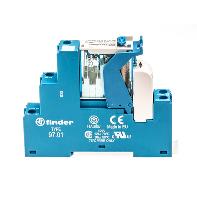 Finder 4C Series Interface Relay, DIN Rail Mount, 12V dc Coil, SPDT, 1-Pole