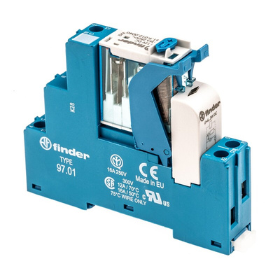 Finder 4C Series Interface Relay, DIN Rail Mount, 12V dc Coil, SPDT, 1-Pole