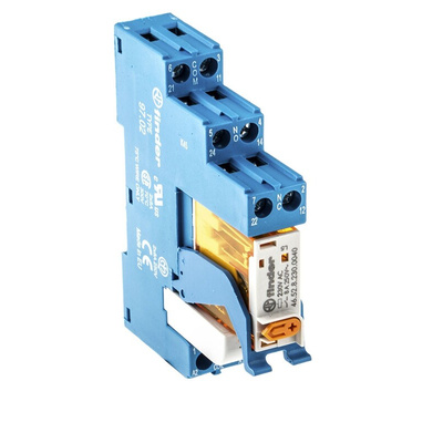 Finder 4C Series Interface Relay, DIN Rail Mount, 230V ac Coil, DPDT, 2-Pole