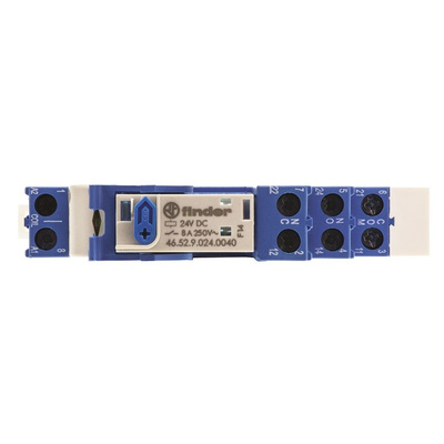 Finder 4C Series Interface Relay, DIN Rail Mount, 24V dc Coil, DPDT, 2-Pole