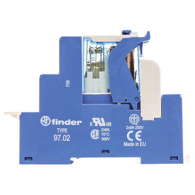 Finder 4C Series Interface Relay, DIN Rail Mount, 24V dc Coil, DPDT, 2-Pole