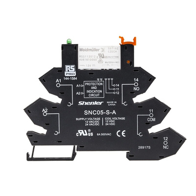RS PRO Interface Relay, DIN Rail Mount, 12V ac/dc Coil, SPDT