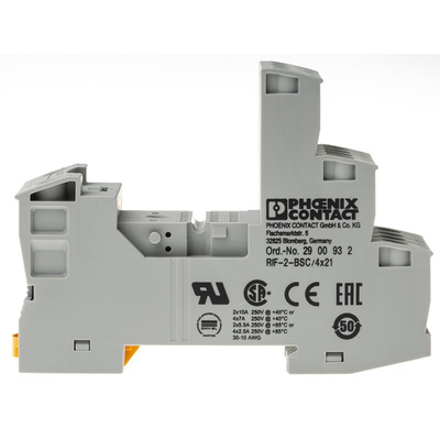 Phoenix Contact RIF-2-BSC 250V ac/dc DIN Rail Relay Socket, for use with Relays