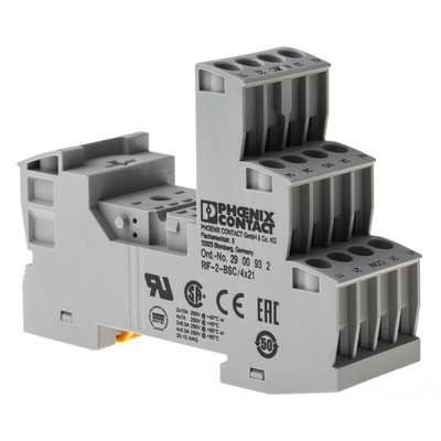 Phoenix Contact RIF-2-BSC 250V ac/dc DIN Rail Relay Socket, for use with Relays