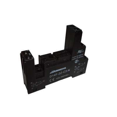 Durakool D14F 4 Pin 300V ac DIN Rail Relay Socket, for use with DM41, DM87N, DX87N Relays