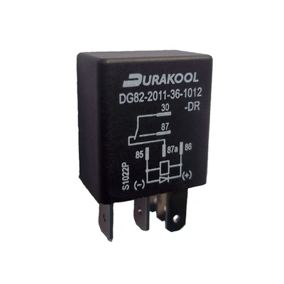 Durakool PCB Mount Automotive Relay, 24V Coil Voltage, 90A Switching Current, SPST-NO