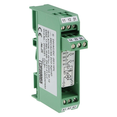 Phoenix Contact EMG REL Series Interface Relay, DIN Rail Mount, 24V dc Coil, DPDT, 2-Pole