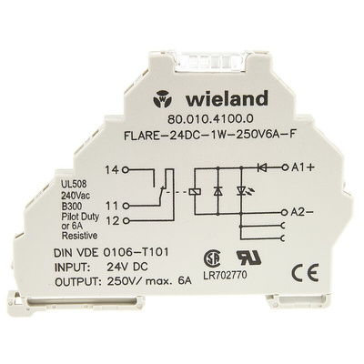 Wieland flare Series Interface Relay, DIN Rail Mount, 24V dc Coil, SPDT, 1-Pole