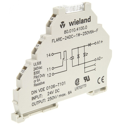 Wieland flare Series Interface Relay, DIN Rail Mount, 24V dc Coil, SPDT, 1-Pole