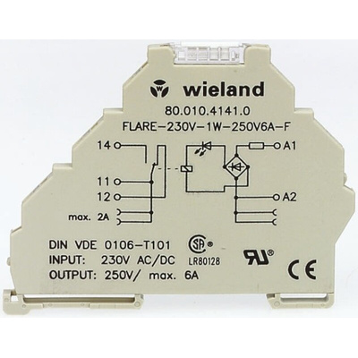 Wieland flare Series Interface Relay, DIN Rail Mount, 110V ac Coil, SPDT, 1-Pole