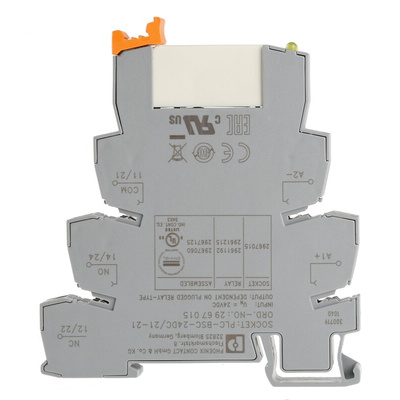 Phoenix Contact PLC-RSC- 24DC/21-21 Series Interface Relay, DIN Rail Mount, 24V dc Coil, DPDT, 2-Pole