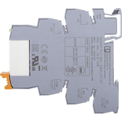 Phoenix Contact PLC-RSC- 24UC/21-21 Series Interface Relay, DIN Rail Mount, 24V ac/dc Coil, DPDT, 2-Pole
