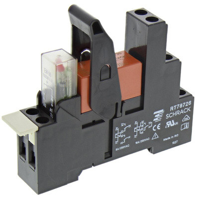 TE Connectivity RT Series Interface Relay, DIN Rail Mount, 230V ac Coil, DPDT, 2-Pole
