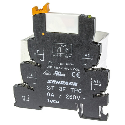 TE Connectivity SNR Series Interface Relay, DIN Rail Mount, 230V ac Coil, SPDT, 1-Pole