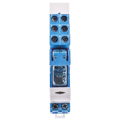 Finder 48 Series Interface Relay, DIN Rail Mount, 12V dc Coil, DPDT, 2-Pole