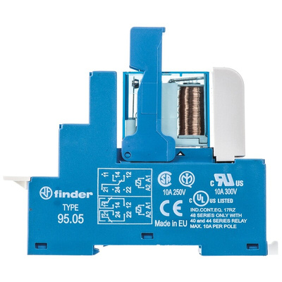 Finder 48 Series Interface Relay, DIN Rail Mount, 12V dc Coil, DPDT, 2-Pole