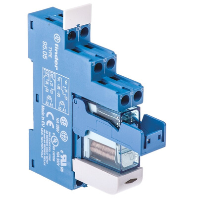 Finder 48 Series Interface Relay, DIN Rail Mount, 12V dc Coil, DPDT, 2-Pole