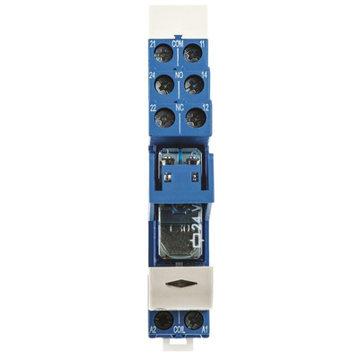 Finder 48 Series Interface Relay, DIN Rail Mount, 24V dc Coil, DPDT, 2-Pole