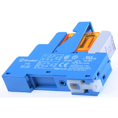 Finder 48 Series Interface Relay, DIN Rail Mount, 24V ac Coil, DPDT, 2-Pole