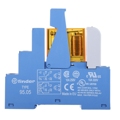 Finder 48 Series Interface Relay, DIN Rail Mount, 230V ac Coil, DPDT, 2-Pole, 8A Load