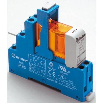 Finder 48 Series Interface Relay, DIN Rail Mount, 24V ac Coil, SPDT