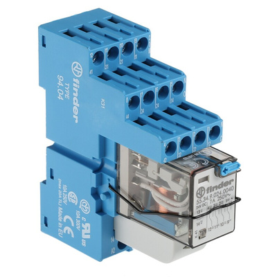 Finder 58 Series Interface Relay, DIN Rail Mount, 24V dc Coil, 4PDT, 4-Pole