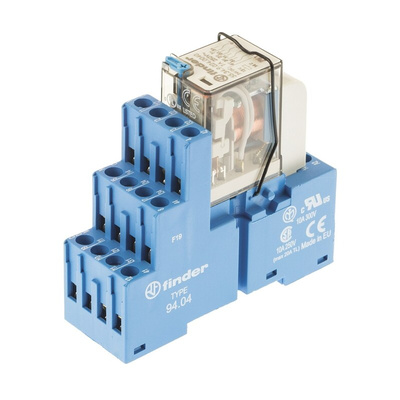 Finder 58 Series Interface Relay, DIN Rail Mount, 24V dc Coil, 4PDT, 4-Pole