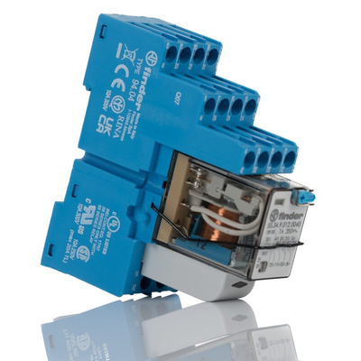 Finder 58 Series Interface Relay, DIN Rail Mount, 12V dc Coil, 4PDT, 4-Pole