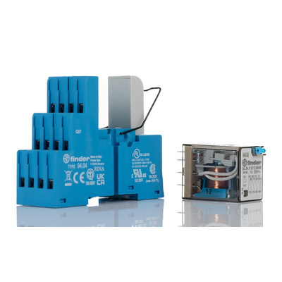 Finder 58 Series Interface Relay, DIN Rail Mount, 12V dc Coil, 4PDT, 4-Pole