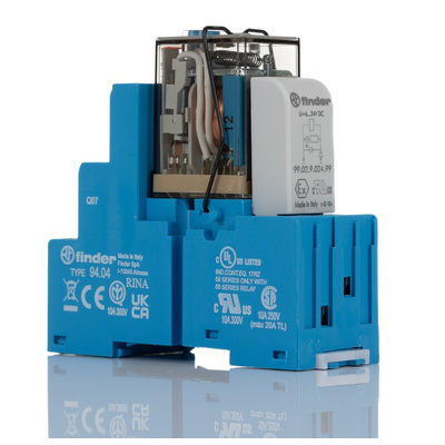 Finder 58 Series Interface Relay, DIN Rail Mount, 12V dc Coil, 4PDT, 4-Pole