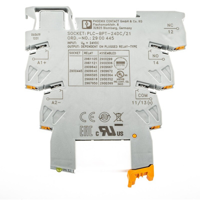 Phoenix Contact PLC-RPT-24DC/21 Series Interface Relay, DIN Rail Mount, 24V dc Coil, SPDT, 1-Pole