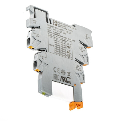 Phoenix Contact PLC-RPT-24DC/21 Series Interface Relay, DIN Rail Mount, 24V dc Coil, SPDT, 1-Pole