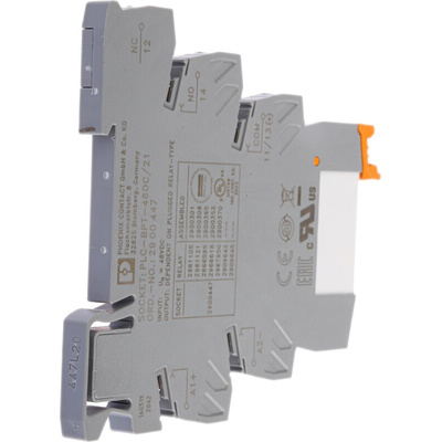 Phoenix Contact PLC-RPT- 48DC/21 Series Interface Relay, DIN Rail Mount, 48V dc Coil, SPDT, 1-Pole
