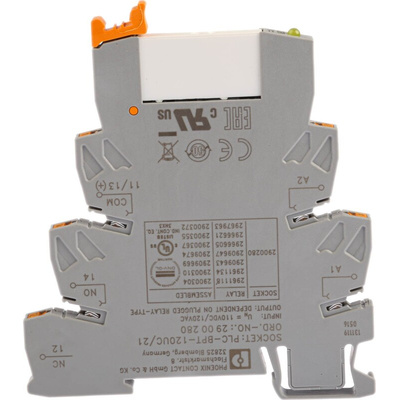 Phoenix Contact PLC-RPT-120UC/21 Series Interface Relay, DIN Rail Mount, 110V ac/dc Coil, SPDT, 1-Pole