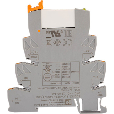 Phoenix Contact PLC-RPT- 24DC/ 1/ACT Series Interface Relay, DIN Rail Mount, 24V dc Coil, SPST, 1-Pole